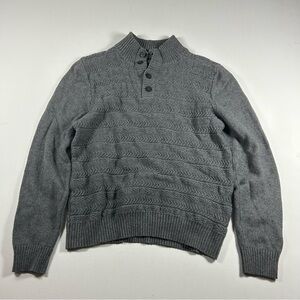 Marc Anthony Alpaca Blend Knit Sweater L Mens Gray Fisherman Preppy Academia